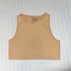Light Orange Ribbed Garage Crop Top